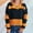 Orange Sweater for Winter, variant on XPMWRP Women's Fashionable Stripe Sweater Long Sleeve Contrast Color V Neck Sweatshirt Tops Casual Pullover Jumpers Pink L