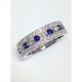 thumbnail image 3 of HeartsAndYou 4ct Round Natural Sapphire Moissanite Filigree Wide Band 14k SOLID White Gold, 3 of 9