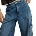 thumbnail image 4 of Cyber*Monday Chaoheng Women Pants Clothing Women's Wide Leg Jeans with Multiple Pockets,Baggy Denim Trousers, 4 of 5