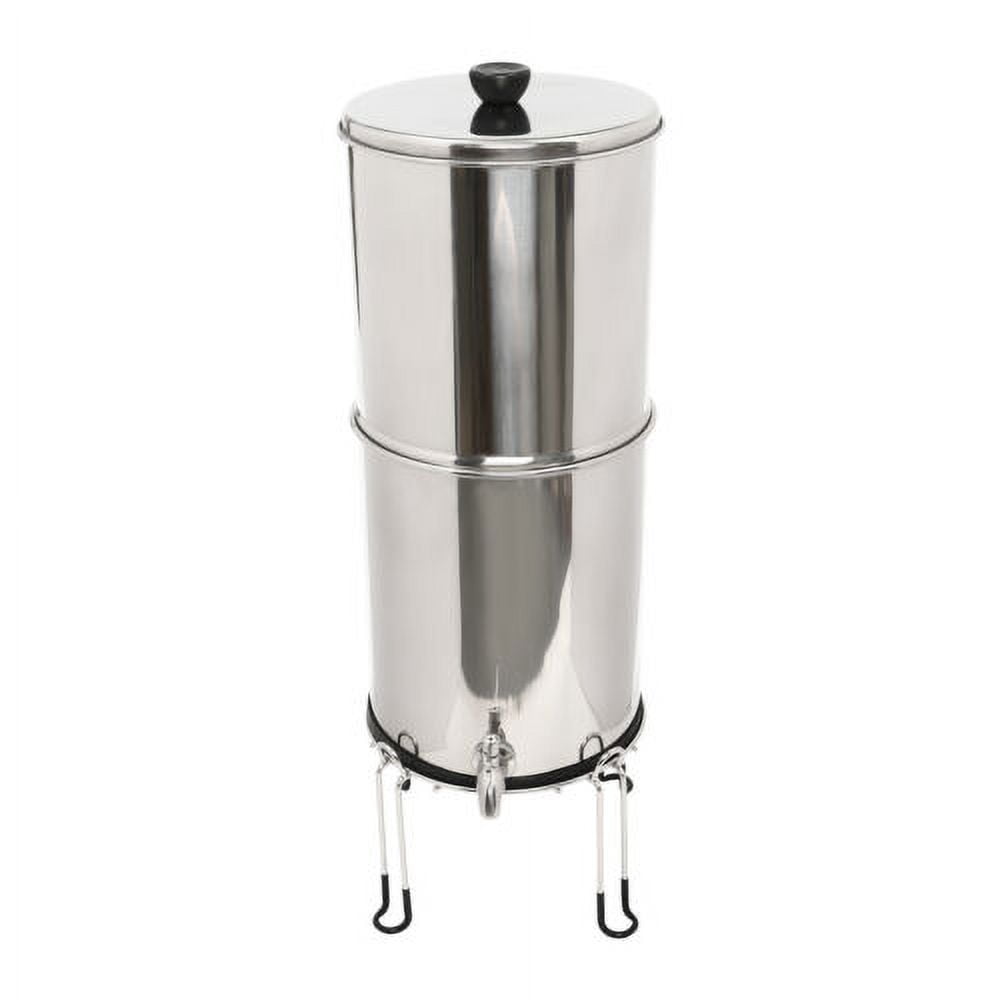 2.25 Gallon Stainless-Steel Gravity-fed Water Filter System W/ 2 Washable Filter