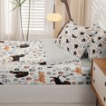 thumbnail image 5 of Homewish Kawaii Dachshund Zipper Queen Comforter Set with Fitted Sheet and 2 Pillowcases,Dog Paws Zipper Bedding Set,Cream,Woof Print Decor,Light Gray Reversible,4pcs, 5 of 8