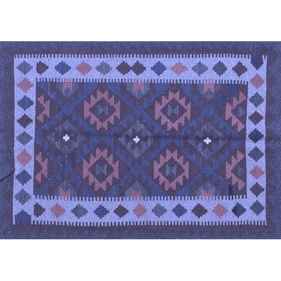 Ahgly Company Indoor Rectangle Southwestern Blue Country Area Rugs, 2' x 4'
