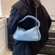 thumbnail image 5 of Bolsos con asa superior para mujer, bolso de hombro con cadena, bolso elástico de punto, bolso de tienda (azul) Tmvgtek Para Estrenar, 5 of 7