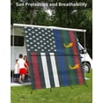 thumbnail image 3 of 4th of July RV Awning Sun Shade Screen 9'X7' American Flag Mesh Sunscreen Police Firefighter Blue Green Red Stripes Awning Shade Screen with Zipper UV Blocker Completed Kits for RV Motorhome Camper, 3 of 7