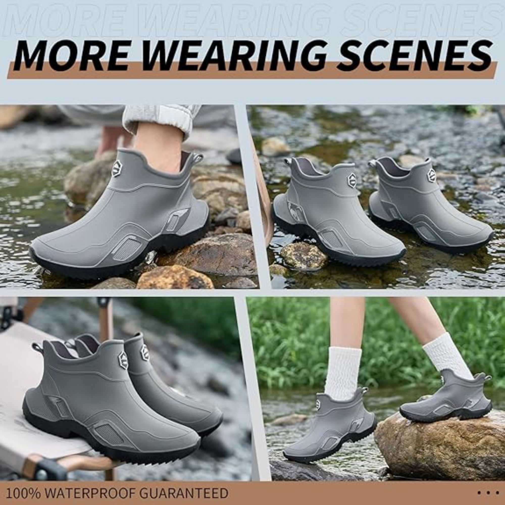 CHICVOMEY Women's Waterproof Rain Boots Anti-Slip Ankle Boots for Gardening Fishing Farming Boating Outdoor Work Traction Sole Short Rain Boots for Women & Men