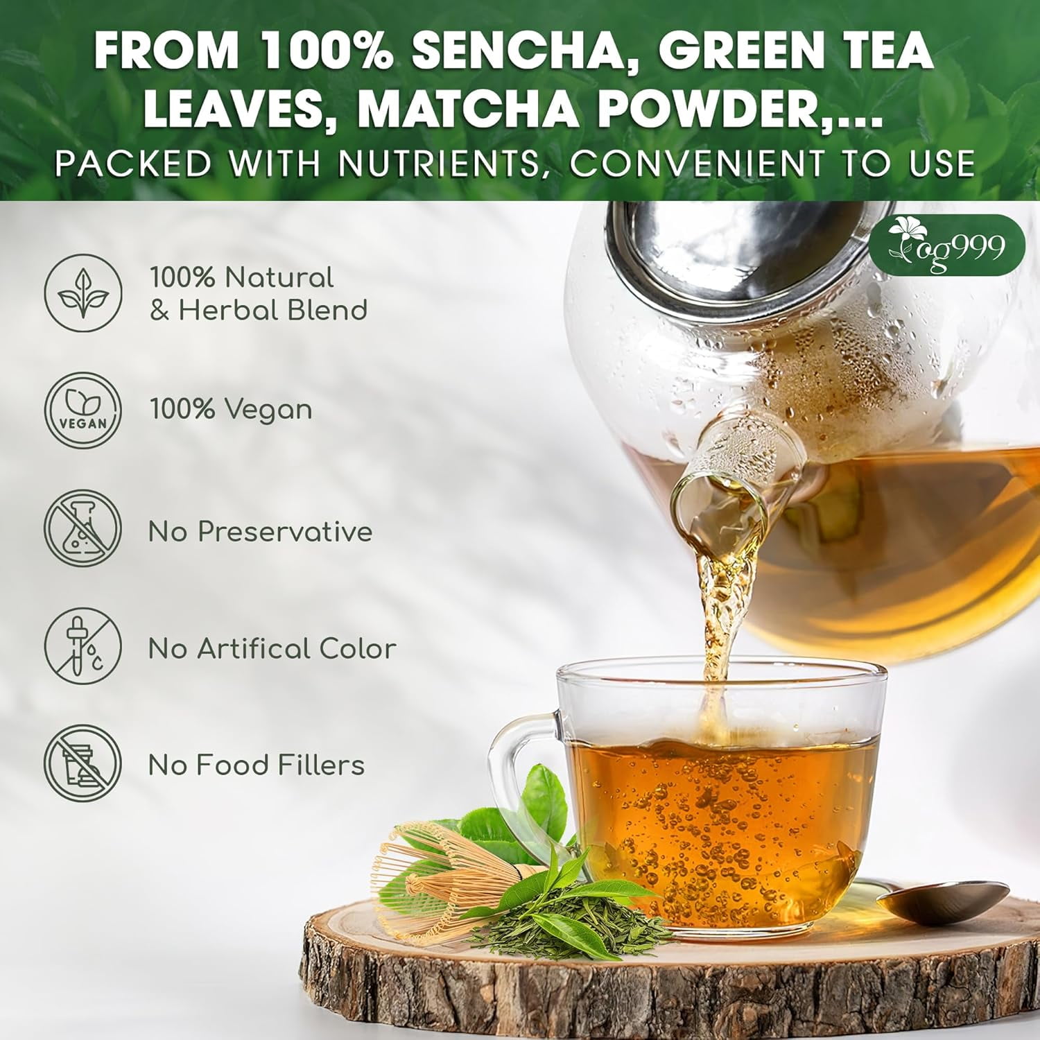 TOG999, Premium Matcha Green Tea Bags | 120 Count | Blend of Sencha, Green Tea, Spearmint & Orange Slices – Refreshing Flavor, Naturally Vibrant, No Gluten. Vegan.
