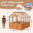 thumbnail image 2 of PABIMIA 6 ft. x8 ft. Wood Greenhouse, Outdoor Walk-in Greenhouse Kit with Polycarbonate Panels and Adjustable Roof Vent, 2 of 7