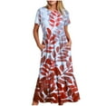 thumbnail image 5 of Vestido de Manga Corta para Mujeres Vestido de Verano de Cuello Redondo Impreso, Poliéster de Tamaño Verdadero Diario Y Vestido de Fiesta, 5 of 5