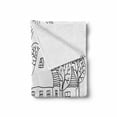 thumbnail image 2 of Sketchy Soft Flannel Fleece Throw Blanket, Cartoon Design House Village with Stripes Hand Drawn Images Artwork Print, Cozy Plush for Indoor and Outdoor Use, 50" x 60", Black and White, by Ambesonne, 2 of 6