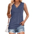 thumbnail image 6 of VEKDONE Plus Size Tank Tops for Women Summer Sleeveless V Neck T Shirts Trendy Solid Color Basic Tees Casual Loose Fit Tanks Navy M, 6 of 9