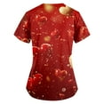 thumbnail image 3 of Valentines Day Womens Print Scrub Tops Love Heart Printed V-Neck Breathable T-Shirts Short Sleeve Professionals Soft Stretch Workwear Shirt with Pockets red 4X-Large, 3 of 3