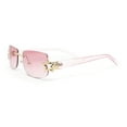 thumbnail image 3 of Womens Rhinestone Star Jewel Rimless Designer Sunglasses Gold Pink - Pink, 3 of 4