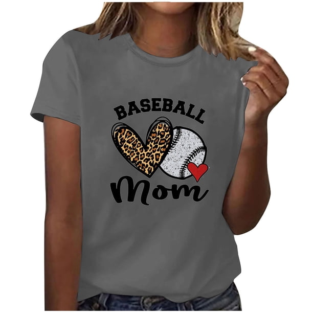 Blusas de Manga Corta para las Mujeres Imprimir Cuello Redondo, Camiseta Casual para Primavera Verano Diario