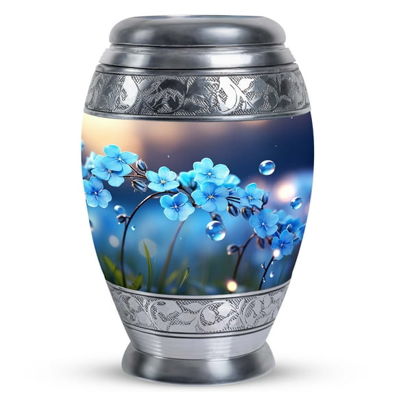 Blue Flowers Urn For Adults Ashes Female, Large Decorative Urn 10 Inch, Cremation Urn For Ashes Adult Male, Memorial Urn For Adult Ash, Funeral Cremation Urns For Ashes, Urns For Human Ashes Adult Man