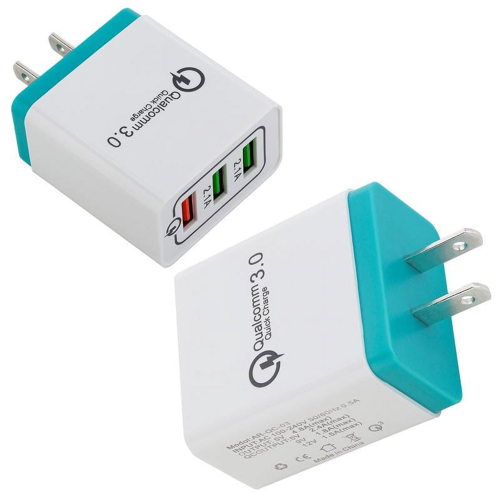 3-Port Quick Charge USB Wall Charger, FREEDOMTECH QC 3.0 USB Wall Charger Fast Qualcomm for iPhone X 8 Plus Samsung Galaxy Note 8, S8, S8 Plus, S7 S6 Edge+, Note 5/4/3, LG G5, G6 V20 Nexus 6, HTC 10