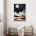 thumbnail image 3 of PixonSign Framed Canvas Print Wall Art Cactus Desert Mountain Range Nature Wilderness Illustrations Decorative Bohemian Rustic Mid-Century Modern Desert Landscape - 16"x24" White, 3 of 5