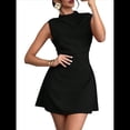 thumbnail image 1 of Vestido Mini para Mujer, Fruncido, Cuello Alto, Sin Mangas, Corte A, para Fiesta de Verano. Negro M, 1 of 10