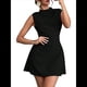 thumbnail image 1 of Vestido Mini para Mujer, Fruncido, Cuello Alto, Sin Mangas, Corte A, para Fiesta de Verano. Negro M, 1 of 10