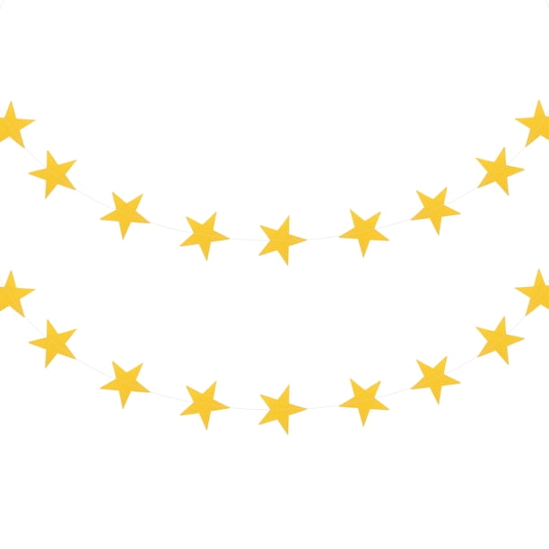 Guirnalda de estrellas doradas de 2 m, 2 unidades, banderín de papel dorado navideño, guirnalda de estrellitas para decoración de fiestas navideñas, bodas y baby showers (dorado brillante).