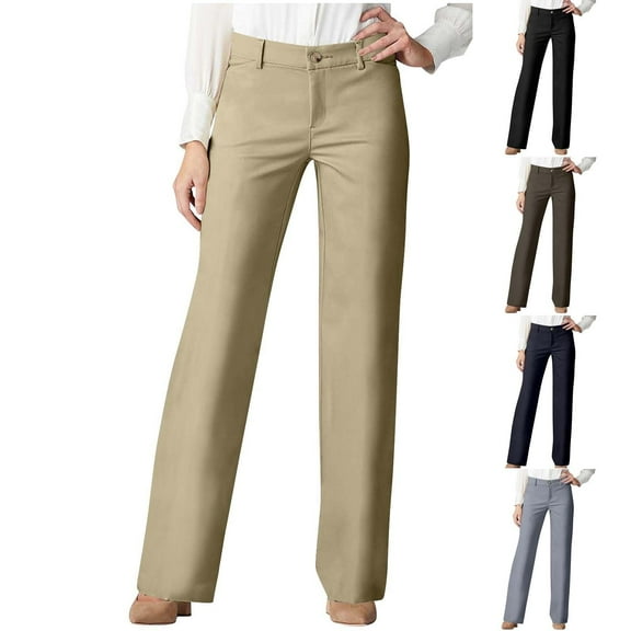 Tawop Womens Khaki Pants,Straight Leg Pants for Women,Women Trousers,Pockets,Straight Leg,Business Casual,Work Pants,Office,Womens Slacks