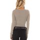 thumbnail image 2 of Txlixc, camisa de primavera con cuello en V para mujer, manga larga, Color sólido, acanalado, cuello Henley, camiseta con botones, blusa ajustada, Tops Txlixc Estilo de ocio, 2 of 5