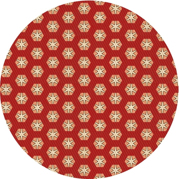 Ahgly Company Machine Washable Indoor Round Transitional Construction Cone Orange Area Rugs, 7' Round