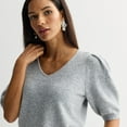 thumbnail image 3 of Women's Nine West V-Neck Puff Sleeve Top Color: Stella Peri Size: SMALL, 3 of 4