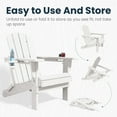 thumbnail image 4 of JUSTLET Folding Adirondack Chair set of 2, All-Weather Fire Pit Chairs, HDPE Adirondack Chairs with 2 Cup Holder, Outdoor Lawn Chair for Patio Garden, White, 4 of 9