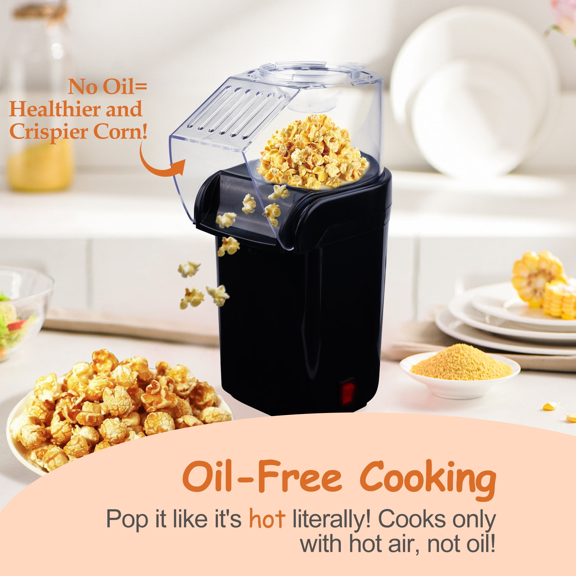 Popcorn Machine High Popping Rate,  Minutes Fast Popping Air Popper Popcorn Maker, No Oil, Food Safe Mini Popcorn Machine