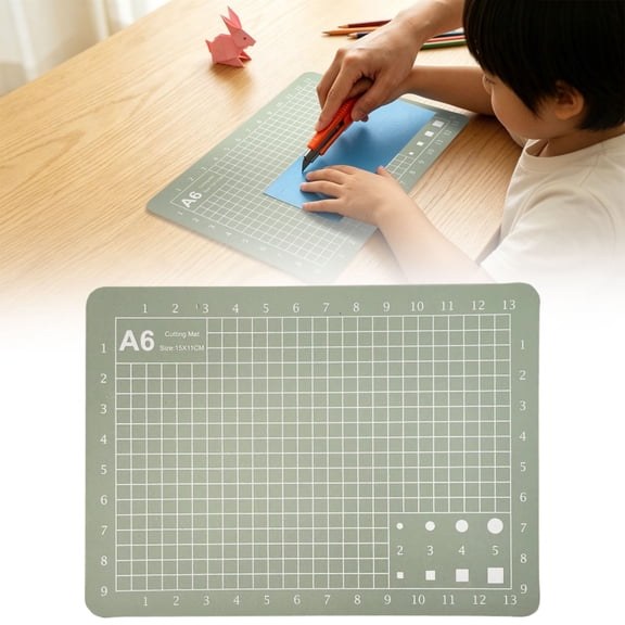 A6 Double Sided PVC Cutting Mat 1.2mm Thick Grid Craft Mat Non Slip Precision Cutting Pad For Sewing Quilting Paper Craft And Daily DIY Projects, Mint Green 1pcs