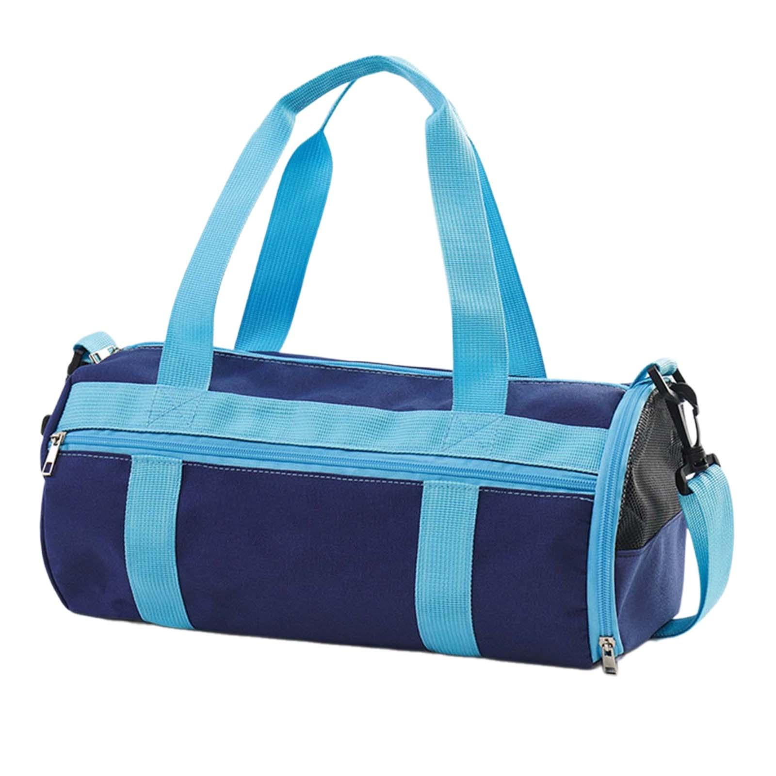 Menolana Kid Travel Duffle Bag with Shoe Compartment Weekender Sleepover Carry on Bag Swimming Bag Sports Gym Bag for Camp Swim Beach Blue