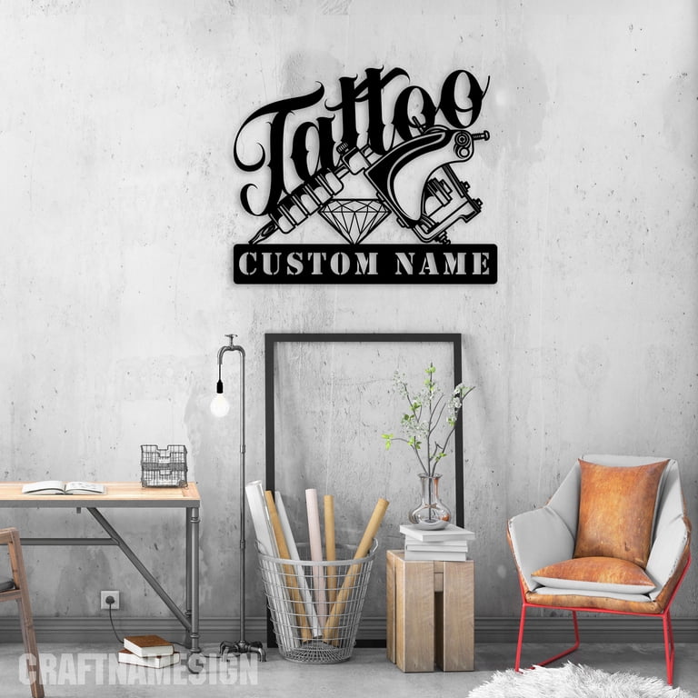 Craftnamesign Custom Tattoo Studio Metal Wall Art LED Light