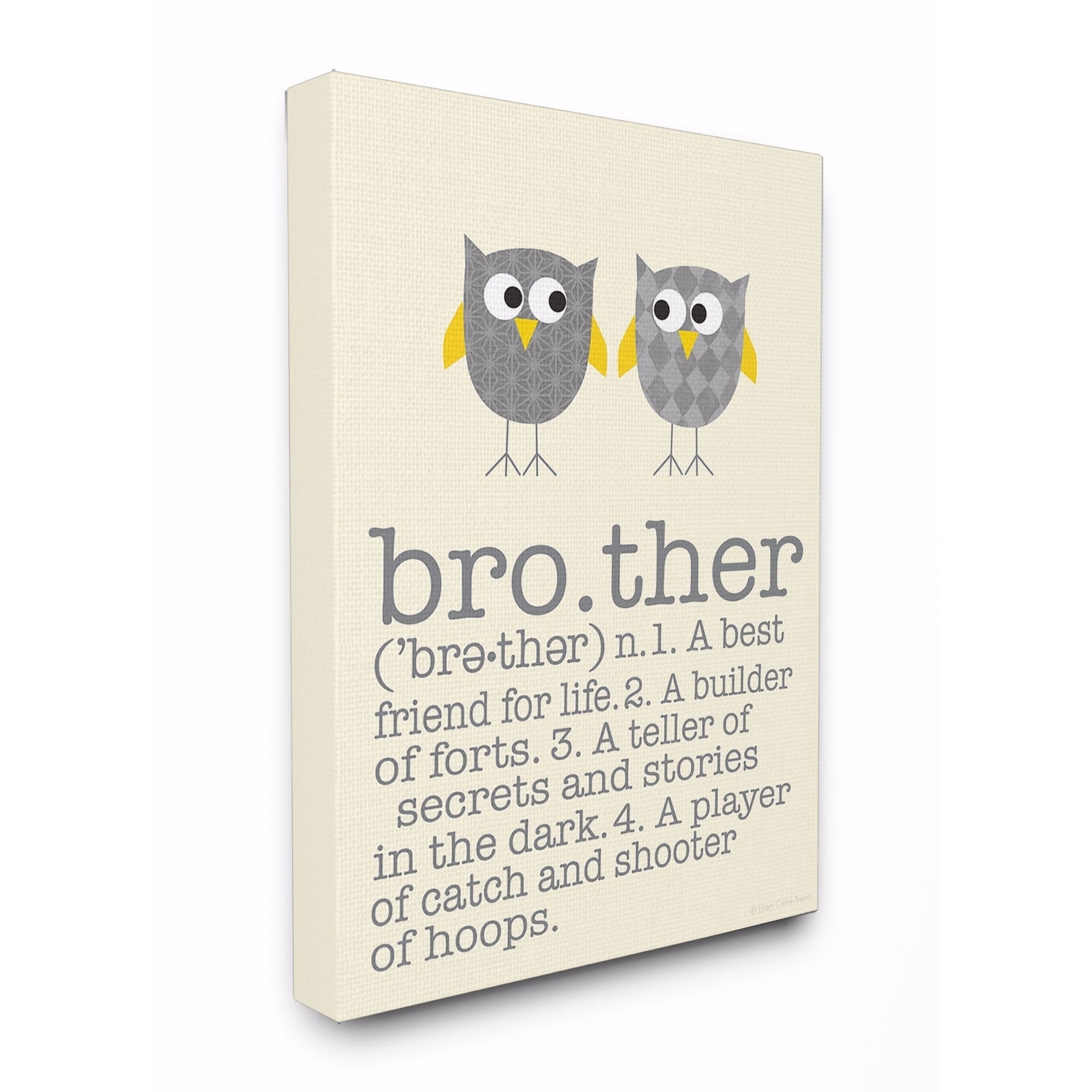 The Kids Room by Stupell Definition Of Brother With Two Grey Owls Oversized  Stretched Canvas Wall Art, 24 x  x 30 