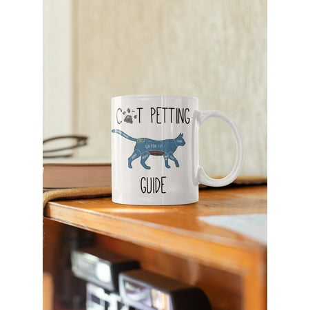 

CUTE ANIMAL MUG Cat Coffee Mug Cat Petting Guide Printed Coffee Mug 11 Oz Microwave Safe Mug Cat Owner Gift