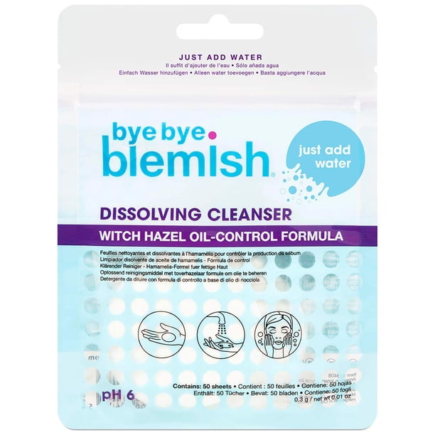 Jabón de papel facial Bye Bye, limpiador que disuelve imperfecciones, 50 unidades