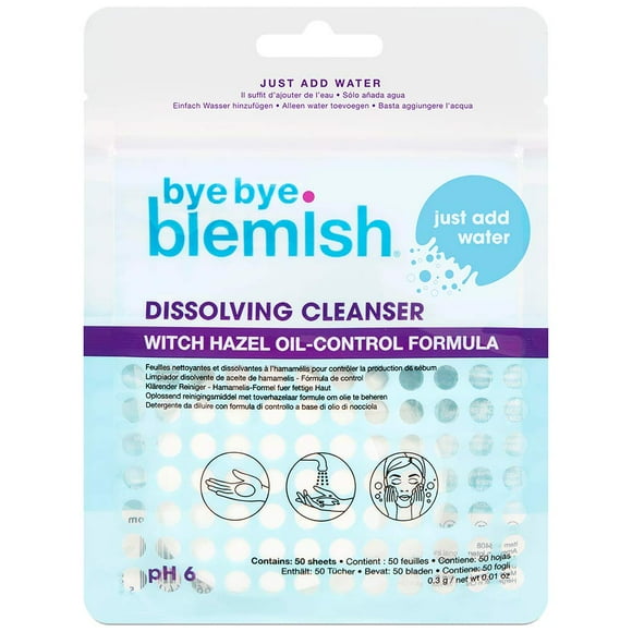Jabón de papel facial Bye Bye, limpiador que disuelve imperfecciones, 50 unidades