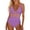 Purple, variant on Women's One Piece Swimsuit Bathing Suit V Neck Adjustable Straps Ruched Mesh