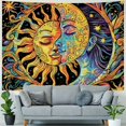 thumbnail image 4 of Shiartex Sun and Moon Tapestry Psychedelic Mystic Floral Tapestry Hippie Boho Flower Plants Wall Tapestry Vintage Aesthetic Tapestry Wall Hanging for Bedroom 50x40inch, 4 of 6