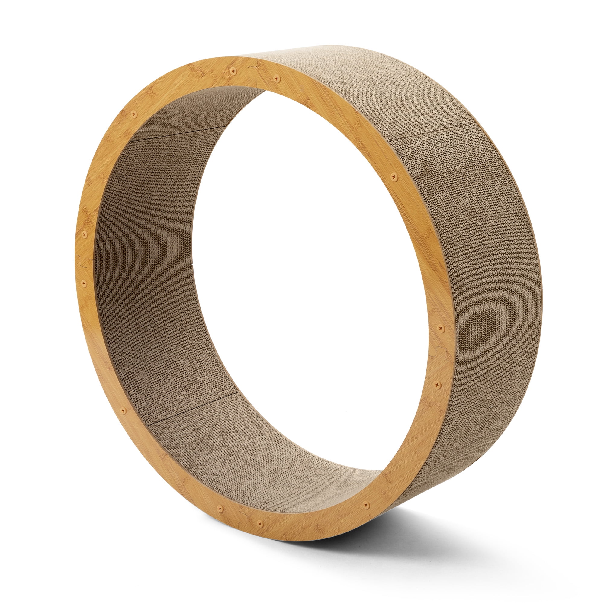 resenkos 38" Cat Exercise Wheel for Indoor Cat, Cat Running Wheel with Sided Corrugated Cardboard Runway, Cat Treadmill Wheel for Fitness Weight, Beige