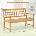 thumbnail image 3 of Costway Outdoor Acacia Wood Bench 2-Person Patio Bench with Slatted Seat &  Backrest, 3 of 10