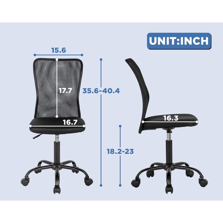 BestOffice Ergonomic Armless Office Chair, Black Mesh photo 5