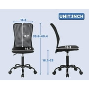 BestOffice Ergonomic Armless Office Chair with Adjustable Height, Lumbar Support for Adults(Black)