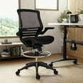 thumbnail image 4 of Flash Furniture Waylon Mid-Back Transparent Black Mesh Drafting Chair with Black Frame and Flip-Up Arms, 4 of 20