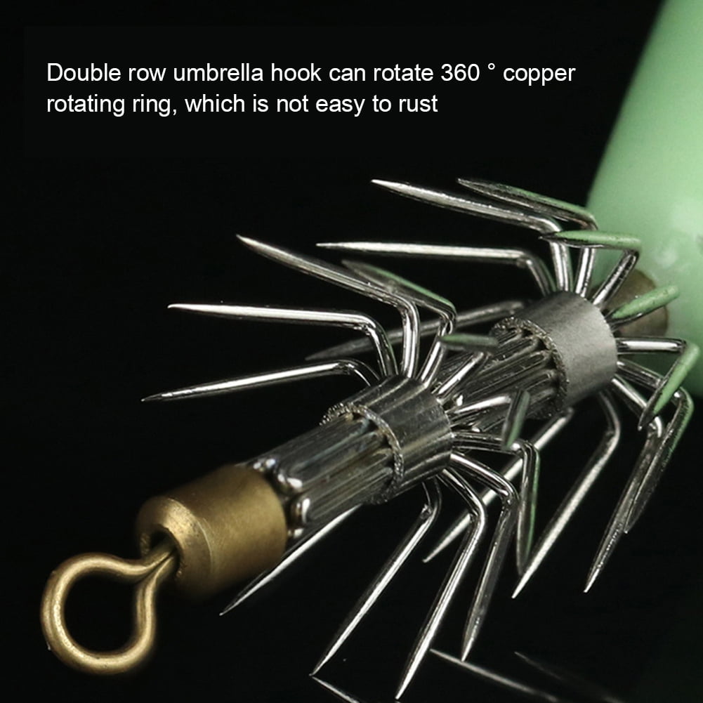 Akerlok 60g 6cm Luminous Swivel Squid Jigs Hooks Soft Rubber Octopus