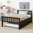 thumbnail image 6 of Twin Bed Frame with Trundle, PAPROOS Solid Wood Platform Beds, Twin Size Platform Bed Frame with Headboard and Footboard for Boys Girls, No Box Spring Needed, Espresso, 6 of 11
