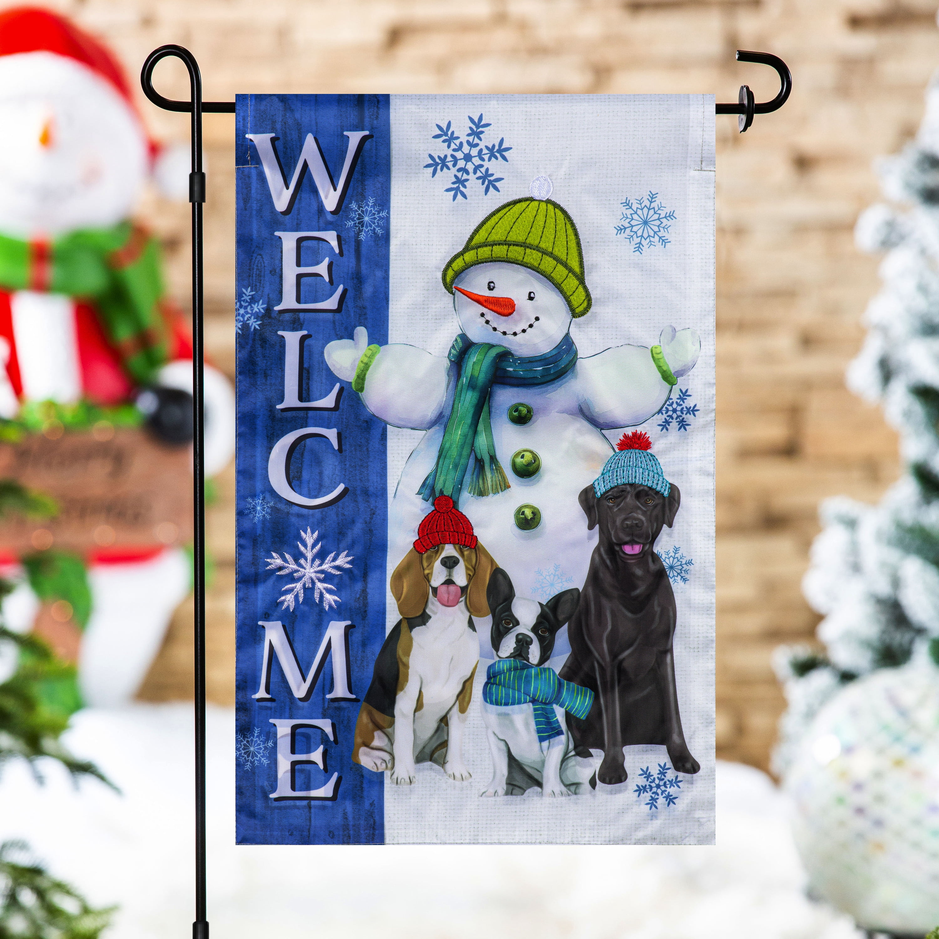Meadow Creek Holiday 11.5" x 18" Welcome Dogs Outdoor Yard Flag with Stand