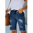thumbnail image 5 of DOKOTOO Womens Bermuda Jean Shorts with Pockets Distressed Ripped Denim Bermuda Shorts Blue Size 8, 5 of 9