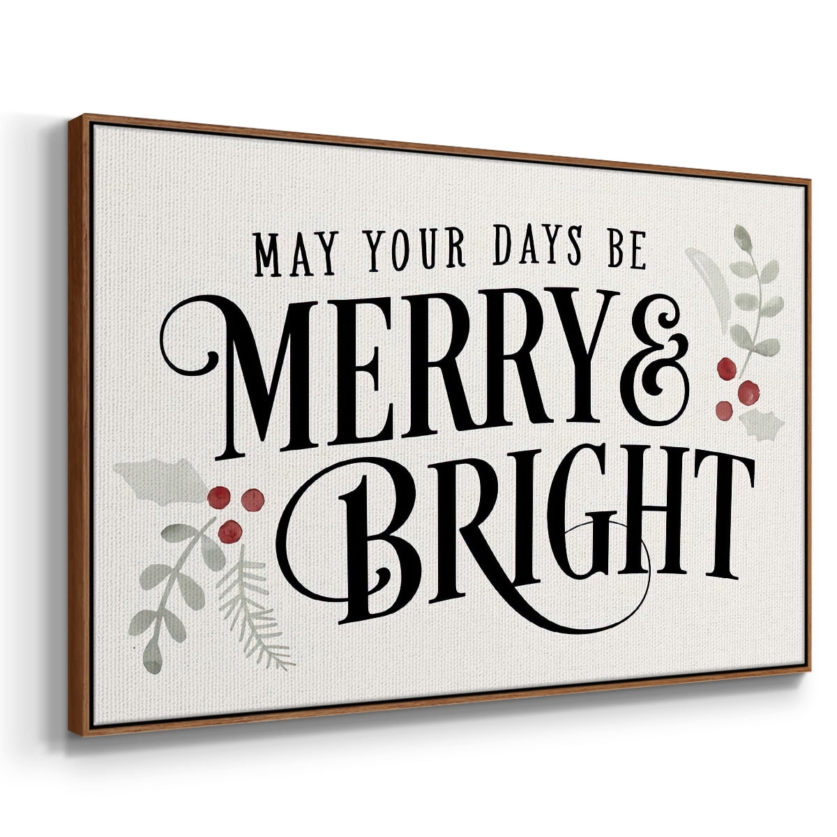 Merry Sentiment II - Framed Gallery Wrapped Holiday Canvas - 27 x 41 - Rosewood Frame