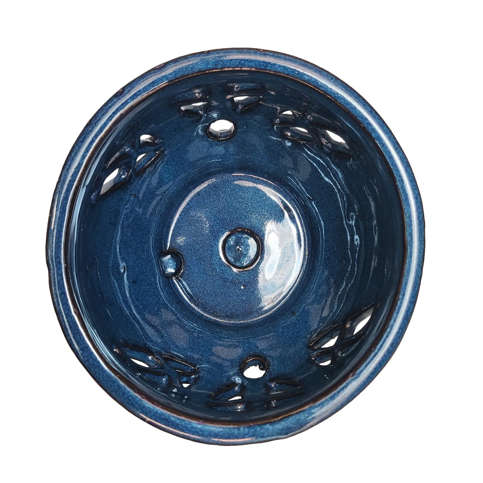 W&W Orchid Pot with Holes and Saucer for Orchid Repotting and Better Grow, Blue, 6.5 inches