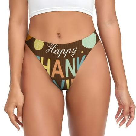 Adobk Happy Thanksgiving With Gnome Print Seamless Women Underwear Thongs No Show Ladies Thong No Line Breathable Comfortable Panties Undies for Women-Medium